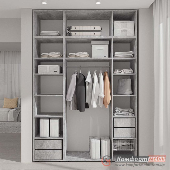Гардеробна система пряма KomfortMebli Flex 1,7 м Бетон