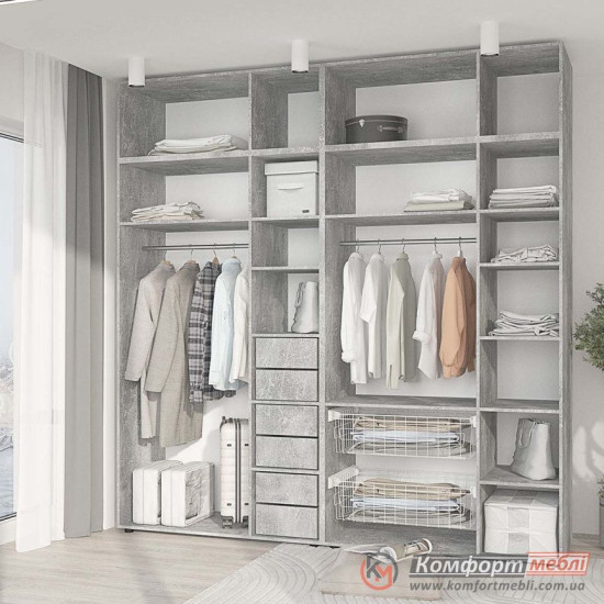 Гардеробна система пряма KomfortMebli Flex 2,4 м Бетон