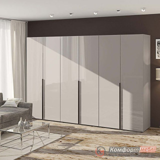 Шафа розпашна пряма KomfortMebli Flex 2,4 м 6 дверна Кашемір