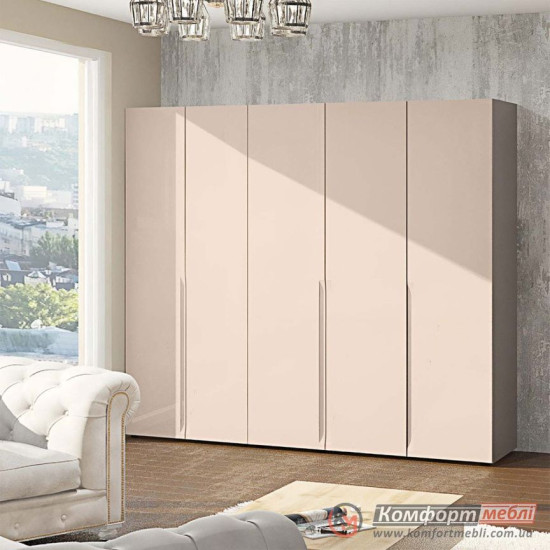 Шафа розпашна пряма KomfortMebli Flex 230 см п'ятидверна Капучино