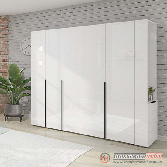 Шкаф распашной прямой KomfortMebli Flex 2,2 м пятидверный Белый
