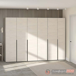Шафа розпашна пряма KomfortMebli Flex 2,9 м 6 дверна Дуб білений