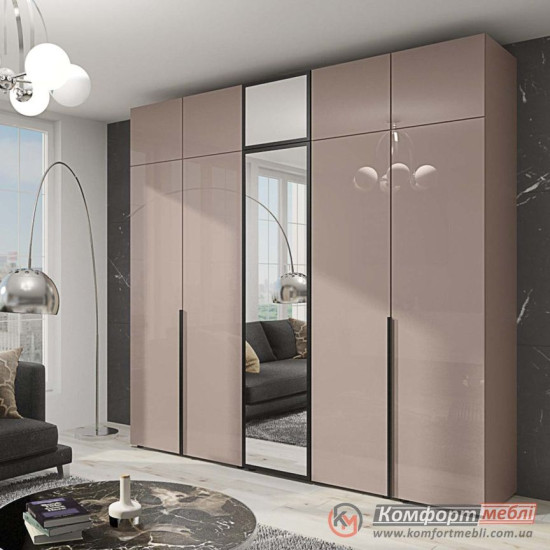 Шафа розпашна пряма KomfortMebli Flex 210 см 5 дверна Тоффі Дзеркало