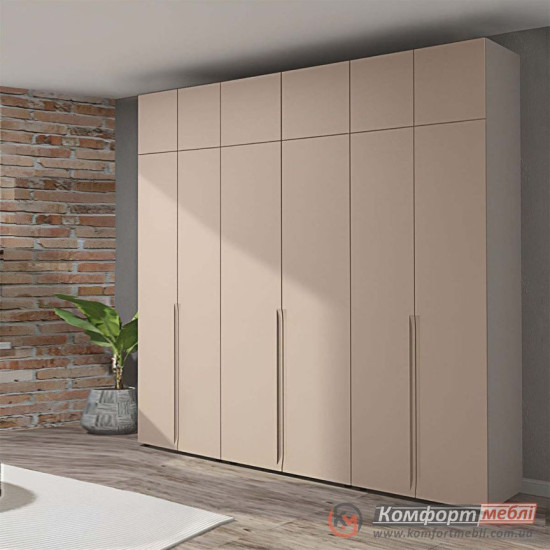 Шафа розпашна пряма KomfortMebli Flex 260 см шестидверна Тоффі
