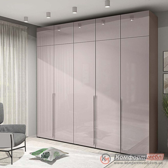 Шафа розпашна пряма KomfortMebli Flex 2,1 м 5 дверна Оксамит бежевий
