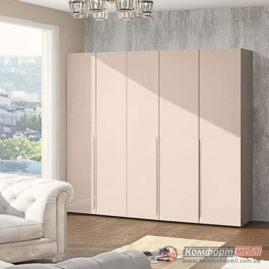 Шафа розпашна пряма KomfortMebli Flex 2,2 м 5 дверна Капучино