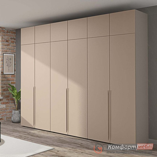 Шафа розпашна пряма KomfortMebli Flex 2,8 м 7 дверна Капучино