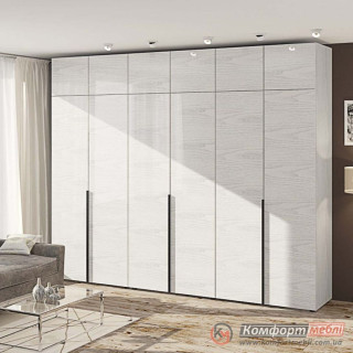 Шафа розпашна пряма KomfortMebli Flex 2,4 м 6 дверна Дуб білений