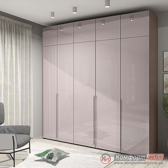Шкаф распашной прямой KomfortMebli Flex 2300 мм пятидверный Бархат бежевый