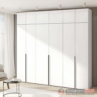 Шафа розпашна пряма KomfortMebli Flex 2,6 м 6 дверна Біла