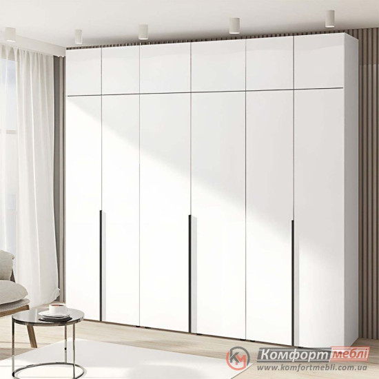 Шафа розпашна пряма KomfortMebli Flex 2,6 м 6 дверна Біла