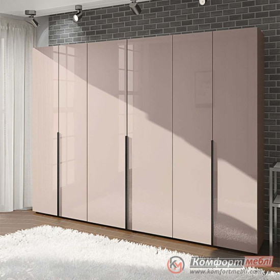 Шафа розпашна пряма KomfortMebli Flex 2,6 м 6 дверна Тоффі