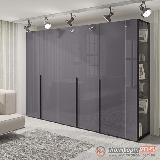 Шафа розпашна пряма KomfortMebli Flex 2,1 м 5 дверна Графіт