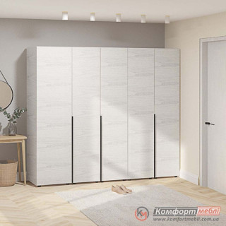Шкаф распашной прямой KomfortMebli Flex 2,1 м 5 дверный Дуб беленый