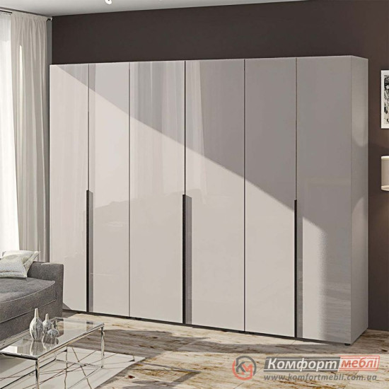Шафа розпашна пряма KomfortMebli Flex 2,6 м 6 дверна Кашемір