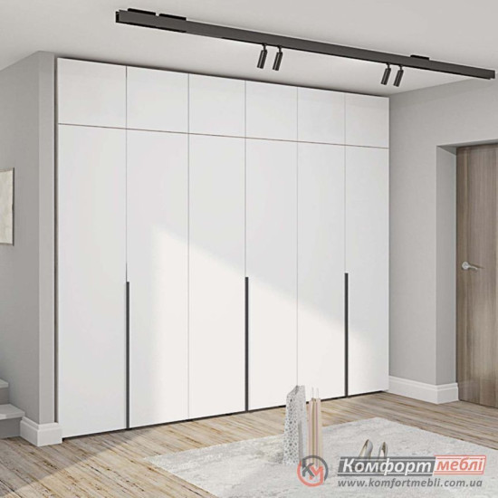 Шафа розпашна пряма вбудована KomfortMebli Flex 2,6 м шестидверна Біла