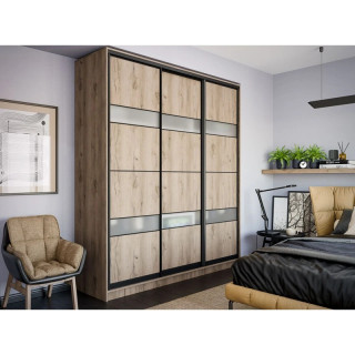Шафа-купе пряма 1900*2400*600 мм Стандарт трьохдверна VIP-master Дуб аппалачі